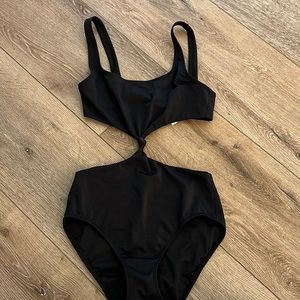 Solid and striped swimsuit